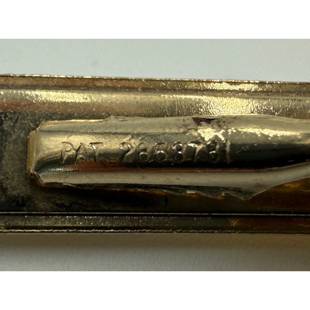 Vintage Mens Gold Tone Aurora Borealis Iridescent Cufflinks and Tie Bar Set